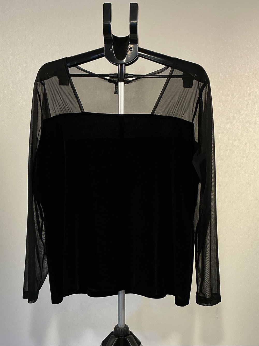 Black Velvet & Mesh Women's Top